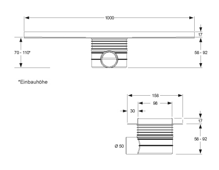 Дренажный канал Mepa Duschrinne 150305 100 см