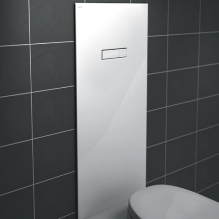 Стеклянная панель с клавишей смыва Mepa Mondo 421920, белая Стеклянная панель с клавишей смыва Mepa Mondo 421920, белая